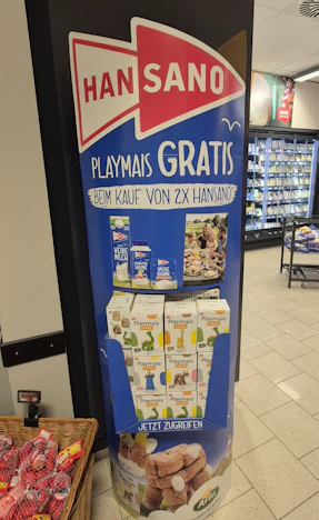 Playmais gratis bei Kauf von 2 Hansano-Produkten (lokal - hier: Rewe)