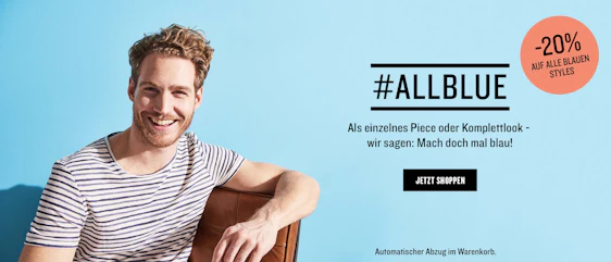 Tom Tailor macht blau - 20% Rabatt auf alle blauen Artikel