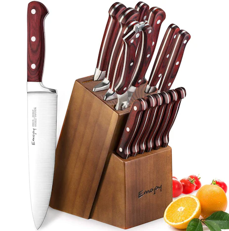 35% Rabatt Profi Messer set mit Holzblock bei Amazon, 15-tlg für 41€