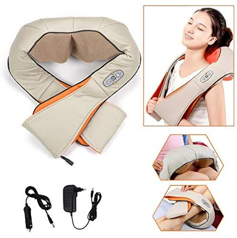 Nackenmassagegerät, 8 rotierende Massageköpfe Shiatsu Massagegerät Nacken Rücken Schulter Massage effektive VIBRATION 4D Nackenmassagegerät mit Wärme
