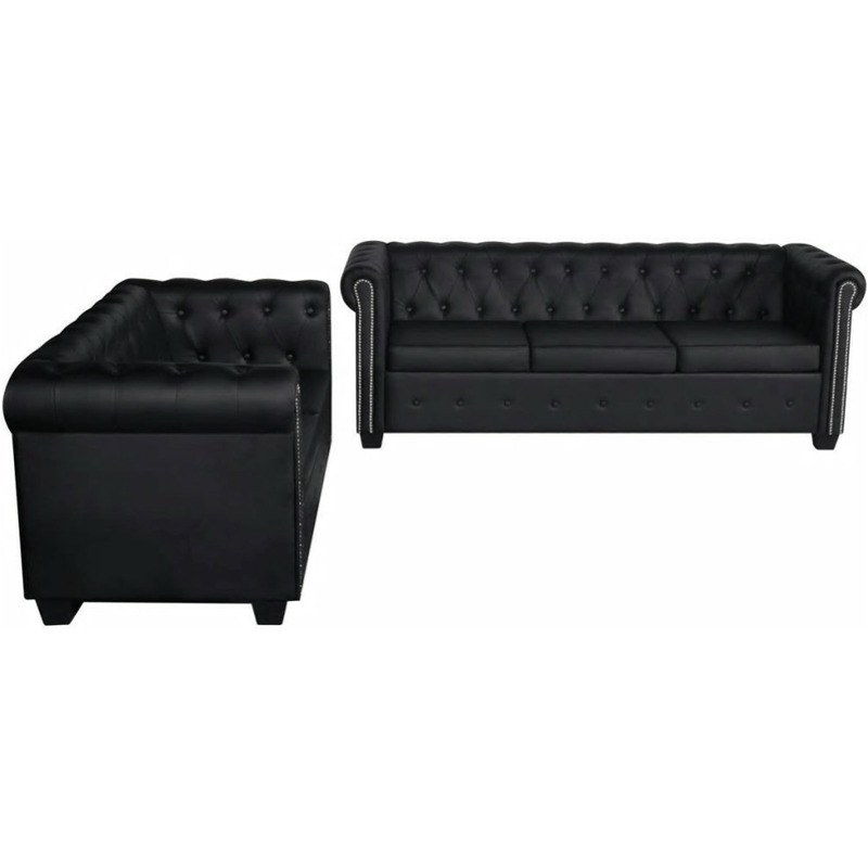 vidaXL Schwarzes Chesterfield 2-Sitzer und 3-Sitzer-Sofa Set (272249) mit 55% Ersparnis