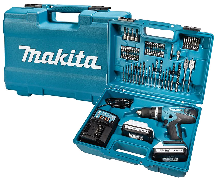 Makita HP457DWE10 für 150€ – Akku-Schlagbohrschrauber-Set + 2x Akkus, Transportkoffer und Zubehör (74tlg.)