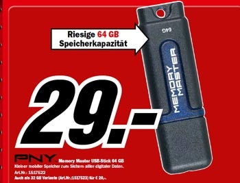 PNY 64GB Memory Master Stick für 29€ - USB Stick