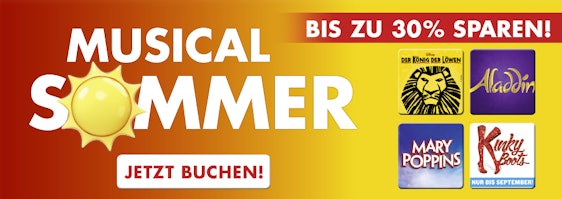 Bis zu 30% Rabatt auf Stage Entertainment Musicals - z. B. Aladdin, König der Löwen oder Mary Poppins