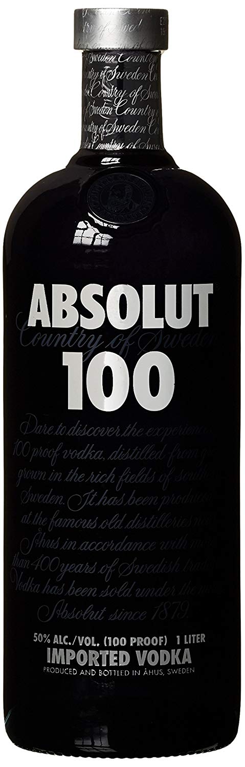 Absolut 100 – 50% Vol. Edel Wodka in eleganter schwarzer Flasche – Luxuriöses Genusserlebnis für 22,34 EUR