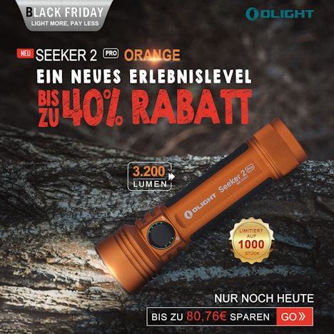 28. 11-29. 11. 2019 bis zu 40% Rabatt auf Olight neue Seeker 2 Pro Orange Taschenlampe auf olightstore.de