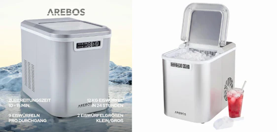Eiskalte Erfrischung auf Knopfdruck! 🧊 Arebos Eiswürfelmaschine für 66€ 🍹