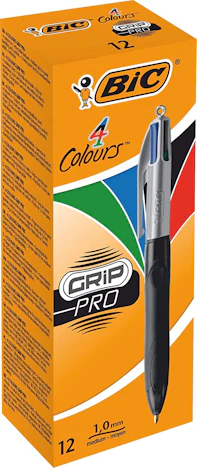 12 x BIC Kugelschreiber Set für 20€ – 4 Farben, Grip Pro mit gummierter Griff-Fläche