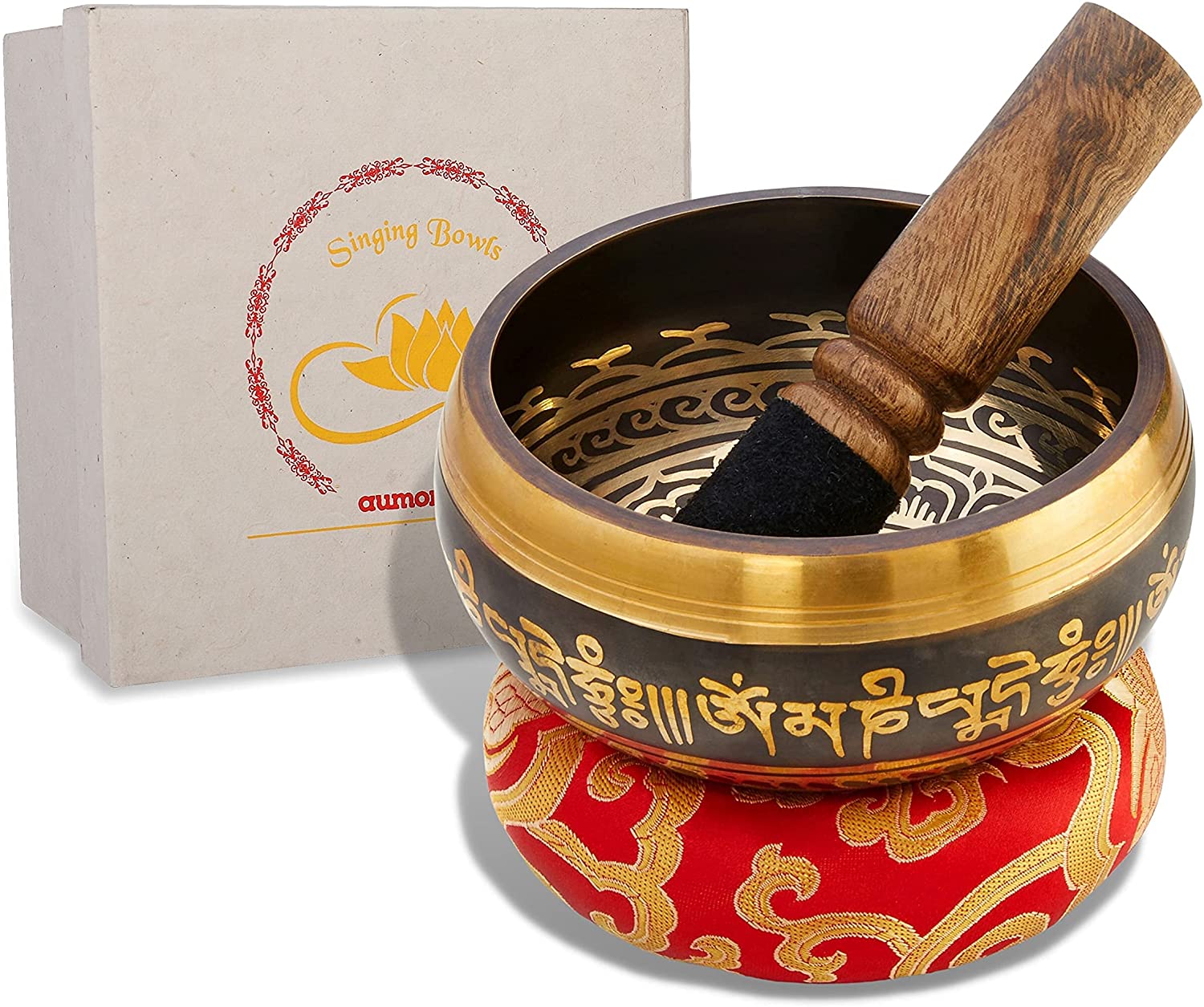 Geschenkset: Tibetische Klangschale (11cm) mit Klöppel + Kissen (Gutscheincode:“Mutter12″) 