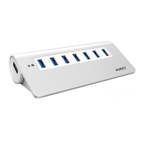 Aukey - USB 3.0 Hub 7 Ports mit Netzteil aus Aluminum für 27,99€