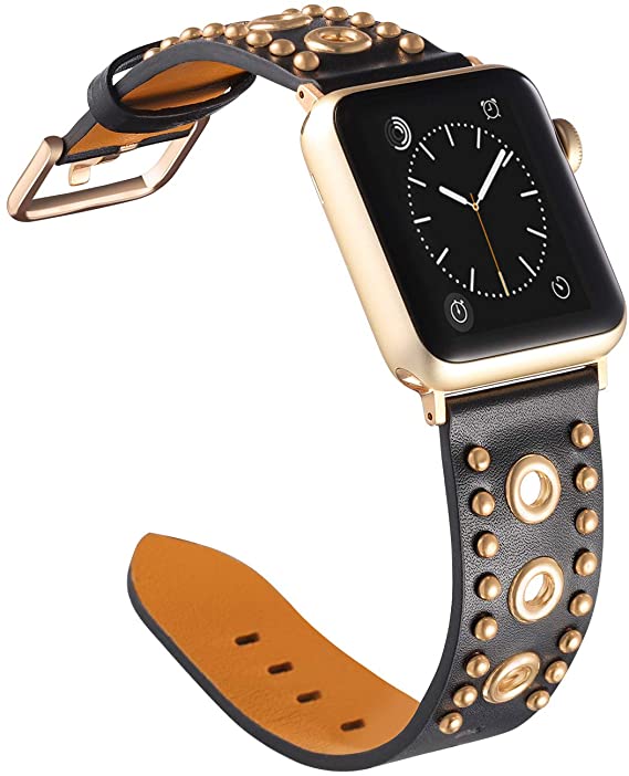 Uhrenarmband, handgefertigt, Echtleder, Schwarz