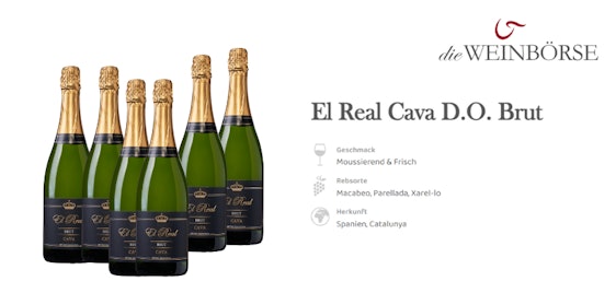 6 Flaschen El Real Cava D.O. Brut für nur 32,94€ – Exklusiver Genuss zum Spitzenpreis!
