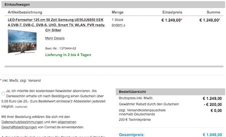 Samsung TV gutschein