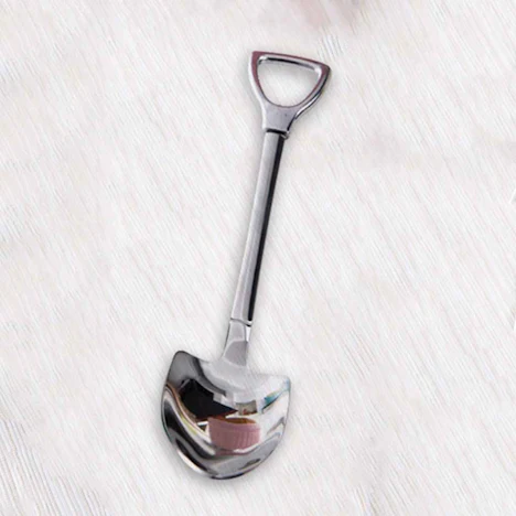 Edelstahl Schaufel Form Tee Kaffee Zucker Löffel EIS Dessert Löffel, Silber, 19.2 * 4cm