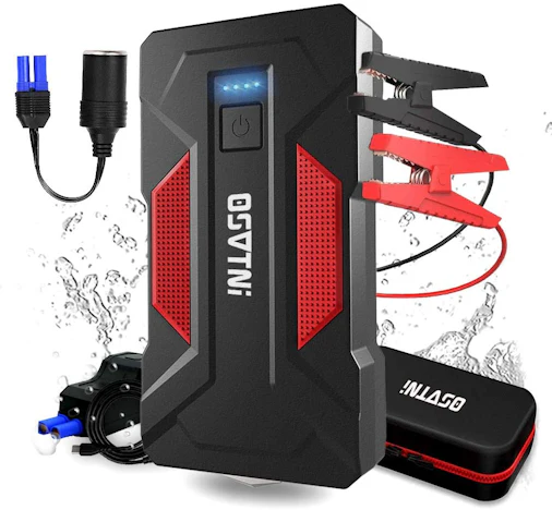 OSVTNI Starthilfe mit Powerbank-Funktion (16.000 mAh, 2.000A, Taschenlampe)