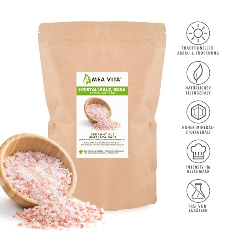 MeaVita Kristallsalz (Himalaya Salz) grob: 2-5mm - rosa
