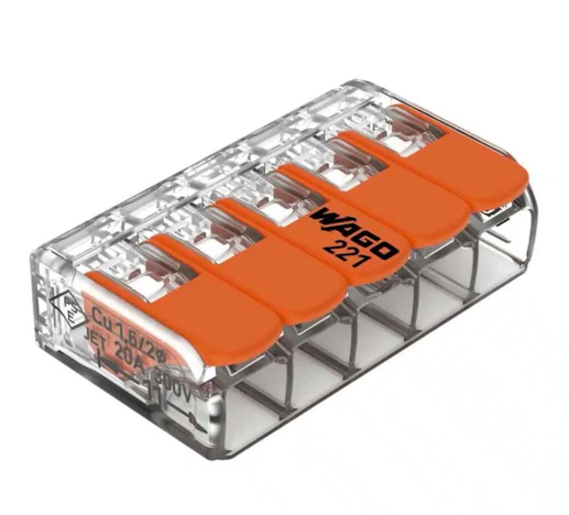 WAGO Verbindungsklemmen 5 Leiter, bis 4 mm², 25 Stück für 12,50€(statt 15,99€)
