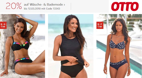 20% Rabatt auf Wäsche, Bade- und Strandmode bei Otto - jetzt versandkostenfrei