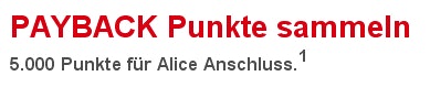 Alice DSL Anschlüsse wieder mit Payback Punkten