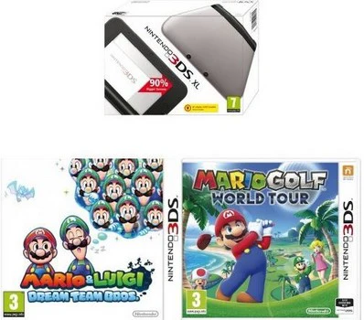 Nintendo 3DS XL + Mario Golf: World Tour + Mario & Luigi Dream Team Bros. für 139€