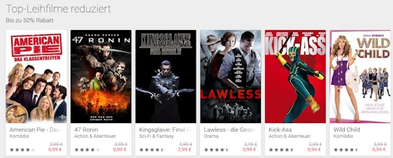 HD-Leihfilme bei Amazon und Google Play - ab 0,99€