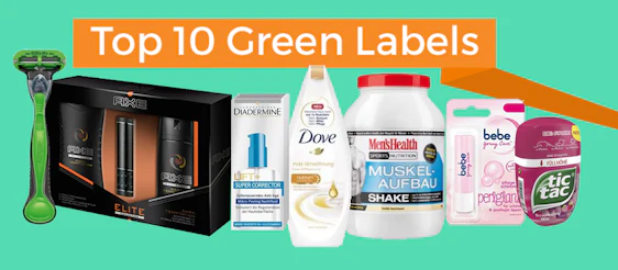 Top 10 Green Labels am 16.11.2016 - z.B. Dove Cremedusche für 0,35€