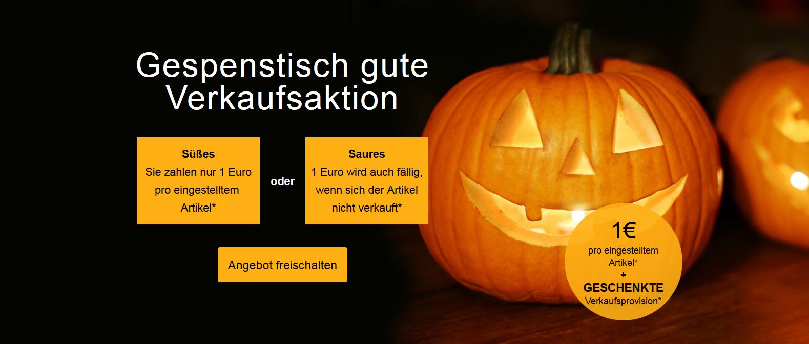 Halloween Gebührenaktion bei eBay - keine Verkaufsprovision für die ersten 3 Angebote - nur auf Einladung