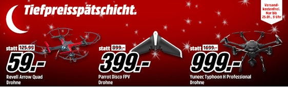 Drohnen Tiefpreisspätschicht bei Media Markt - z. B. Airselfie Power Bank Selfie Drohne für 249€