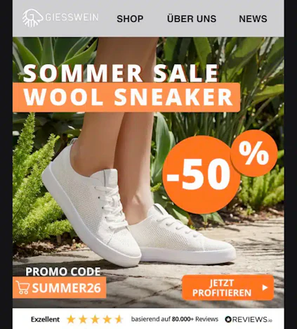 50% Rabatt auf Merino Wolle Sneaker bei Giesswein
