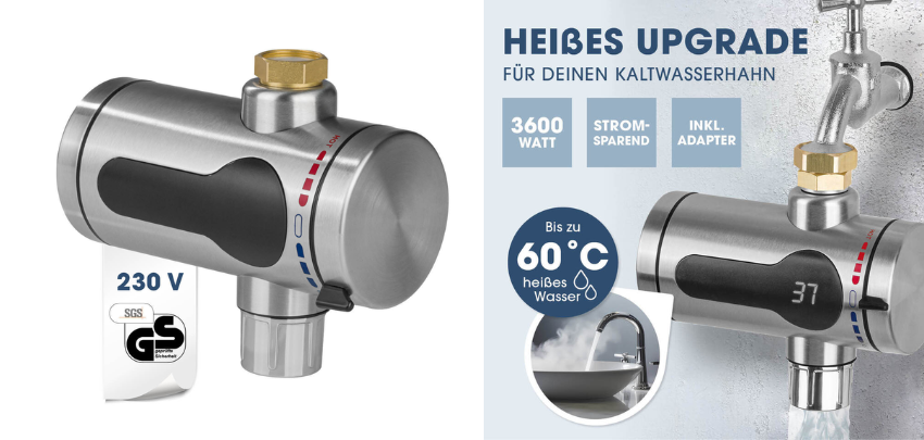 MAXXME Durchlauferhitzer für 37€ – Energieeffizient, Platzsparend, Sofort Warmwasser