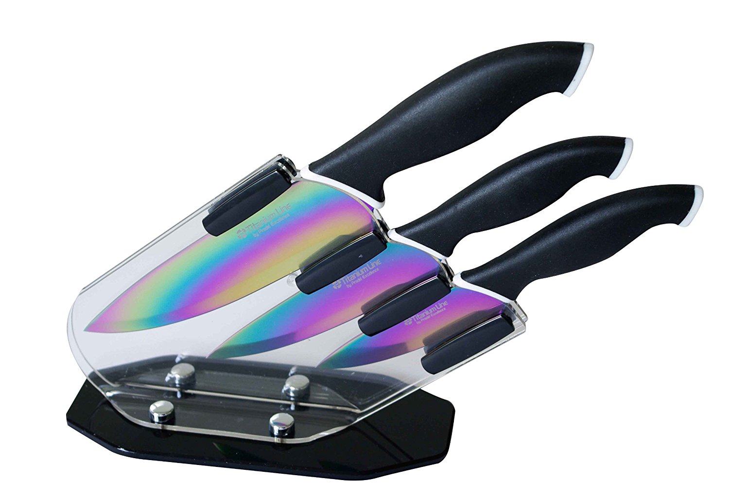 Vorbei! Pradel Excellence BC003TI Messerblock, 3-teilig, Klingen mit Titanbeschichtung/Edelstahl für nur 5,79 EUR [Plus Produkt]