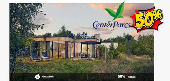 Satte Ersparnis 🌲50% Gutschein für Center Parcs Europe