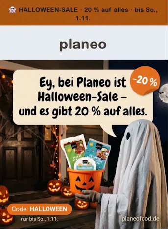 20% auf alles bei Planeo online vegan vegetarisch