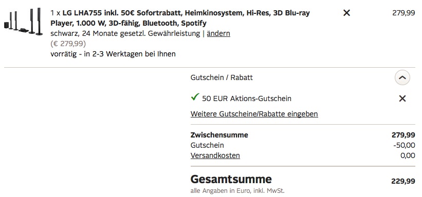 LG Heimkinosystem mit Rabatt