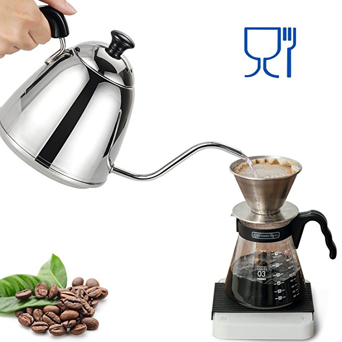 Kealive Edelstahl brauen tropffiltende Kaffeekanne mit Griff