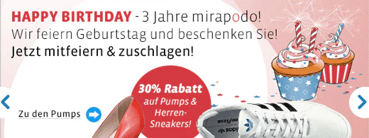 30% auf Herrensneakers bei mirapodo - kombinierbar mit 10€ Gutschein