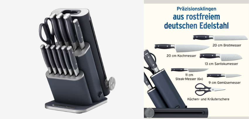 🔪 Ninja StaySharp 13-teiliges Messerblock-Set für 270€ 🥩 inkl. 6 Steak-Messern &amp; Messerschärfer