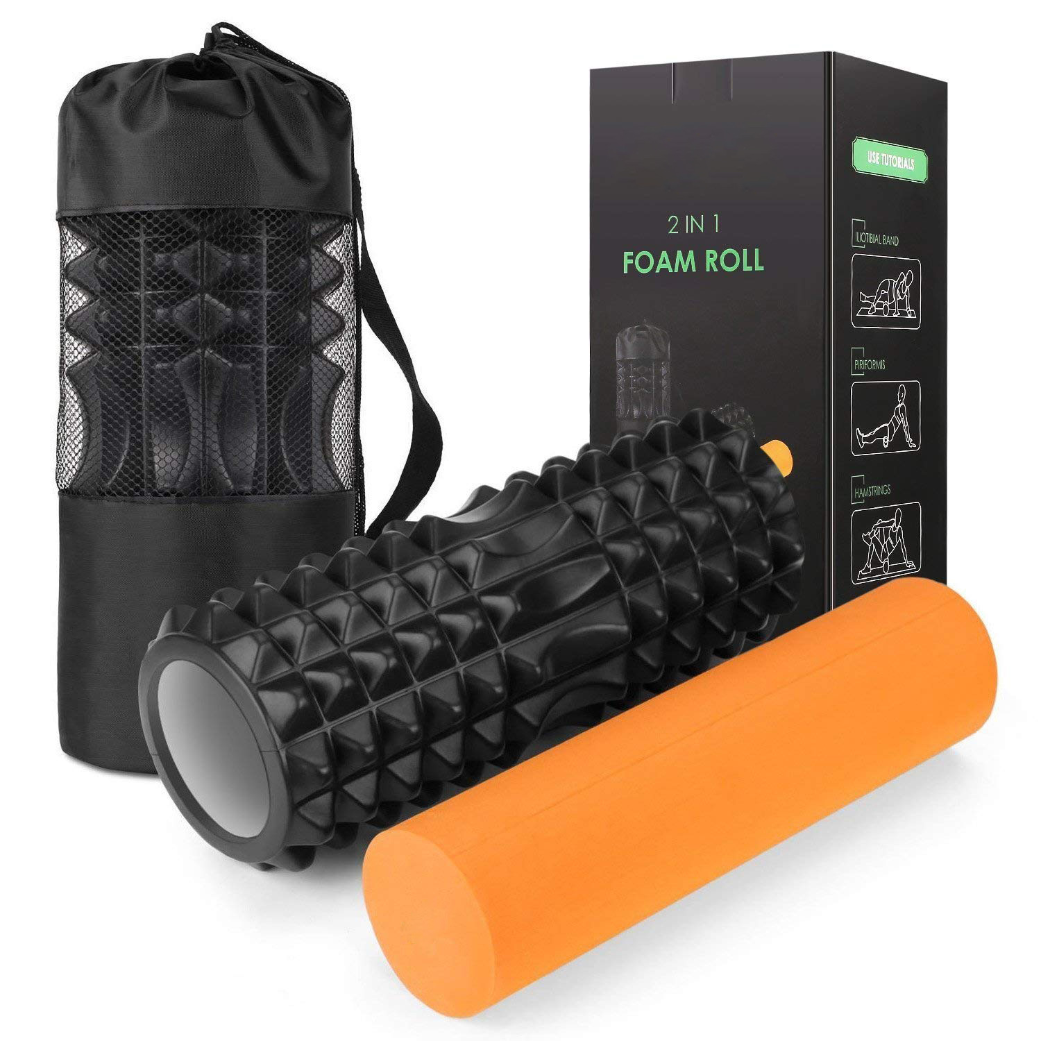 Faszienrolle Set 2 in 1 Foam Roller Gymnastikrolle für Triggerpunkt-Massage