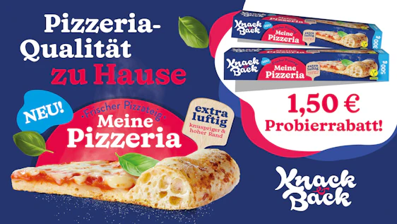 Scondoo: 1,50 € Cashback auf Knack & Back Meine Pizzeria 300g oder 500g