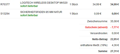 Logitech Wireless Combo MK520 für 27€ - schnurlose Maus und Tastatur *UPDATE*
