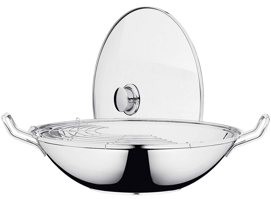 WMF Wok Set Taiwan für 30€ - Induktionswok aus Edelstahl mit Glasdeckel und Ablagegitter