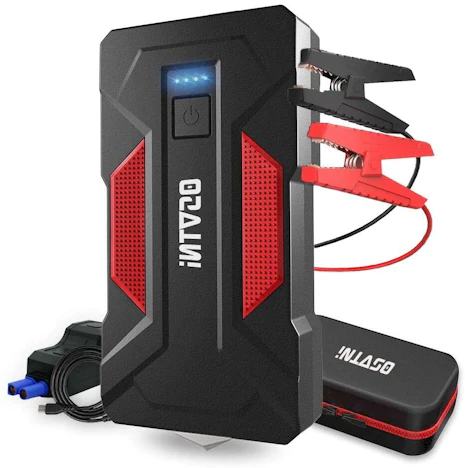 OSVTNI Starthilfe mit Powerbank-Funktion (16.000 mAh, 2.000A, Dual USB, Taschenlampe)