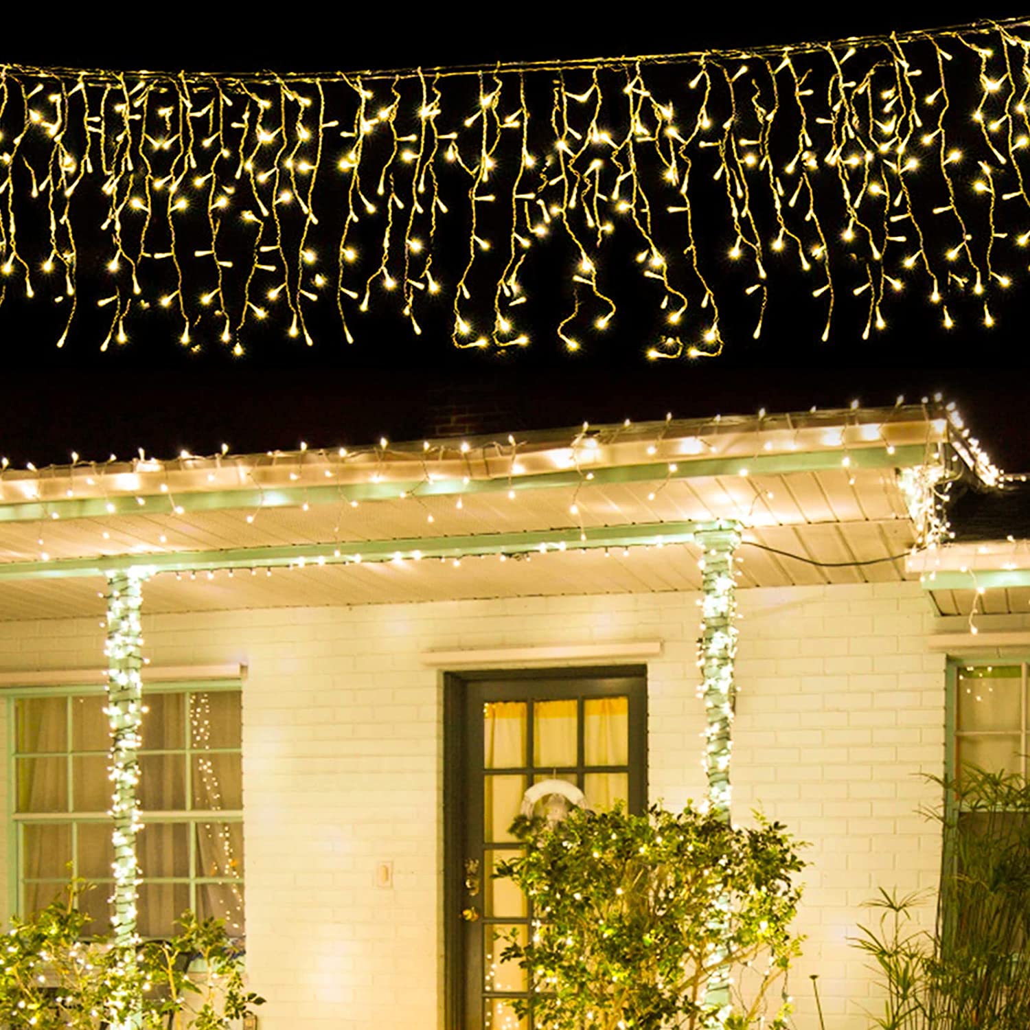 Sonnewelt 5m 200LEDs  Lichterkette, Eisregen 8 Betriebsarten,  Warmweiß/Kaltesweiß