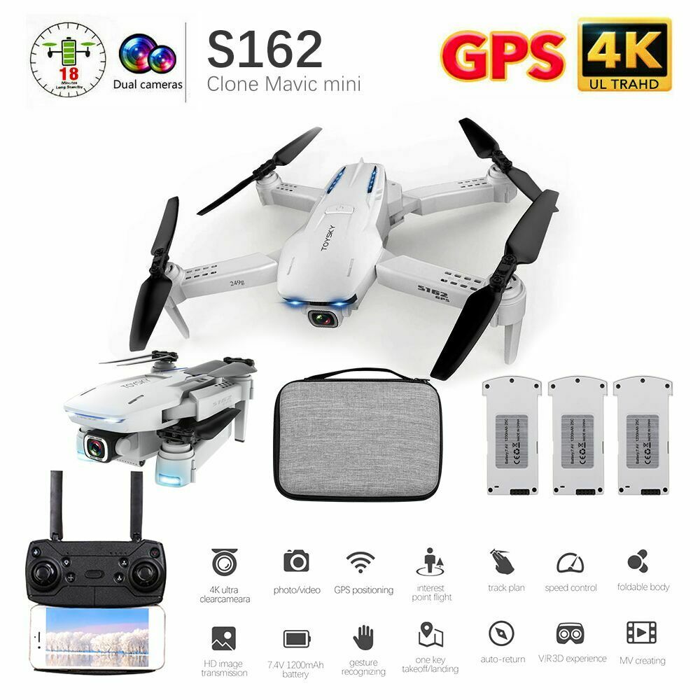 S162 Mini GPS RC Drohne 4K Weitwinkel Kamera WIFI FPV Faltbar Quadrocopter Drone 