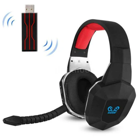 HUHD Wireless Headset Optischer Stereo Noise Cancelling 2.4G PC Gaming Kopfhörer