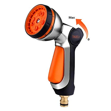 Garten Handbrause Einhandbedienung,10 Bewässerungsmuster, 100% Metall Multifunktion Wasserpistole