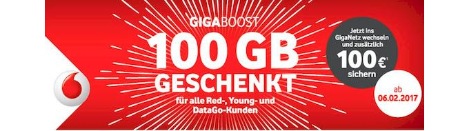 Vodafone GigaBoost: 100 GB Datenvolumen im Februar geschenkt - jetzt auch im März?