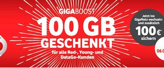 Vodafone GigaBoost: 100 GB Datenvolumen im Februar geschenkt - jetzt auch im März?
