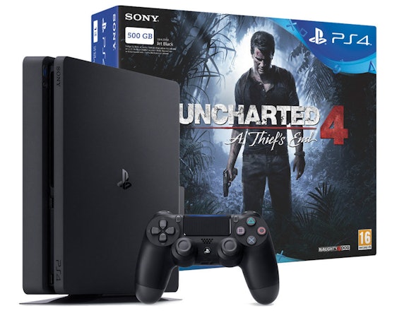 Sony PlayStation 4 (PS4) Slim 500GB + Uncharted 4: A Thief's End + Controller für 238€