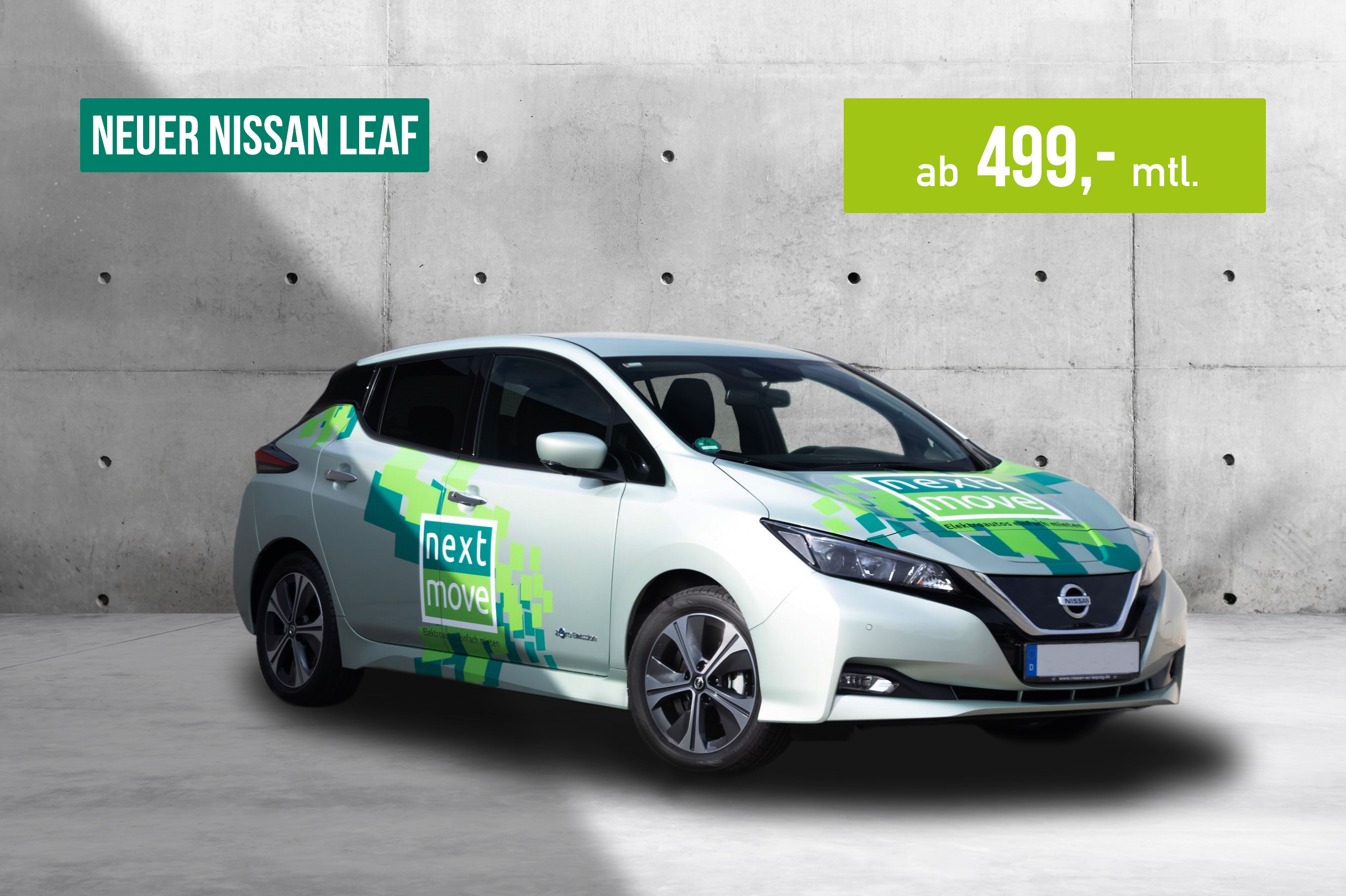Elektroauto Nissan Leaf ein Jahr mieten für 499 € im Monat